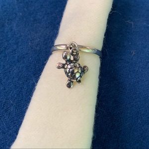 James Avery Turtle Dangle Ring Size 6 silver
